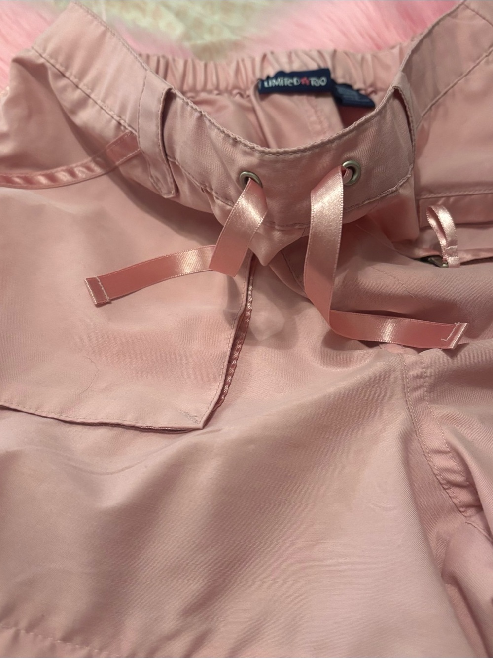Vintage Y2K Limited Too Pink Convertible Cargo Track Pants McBling Coquette - Picture 6 of 10
